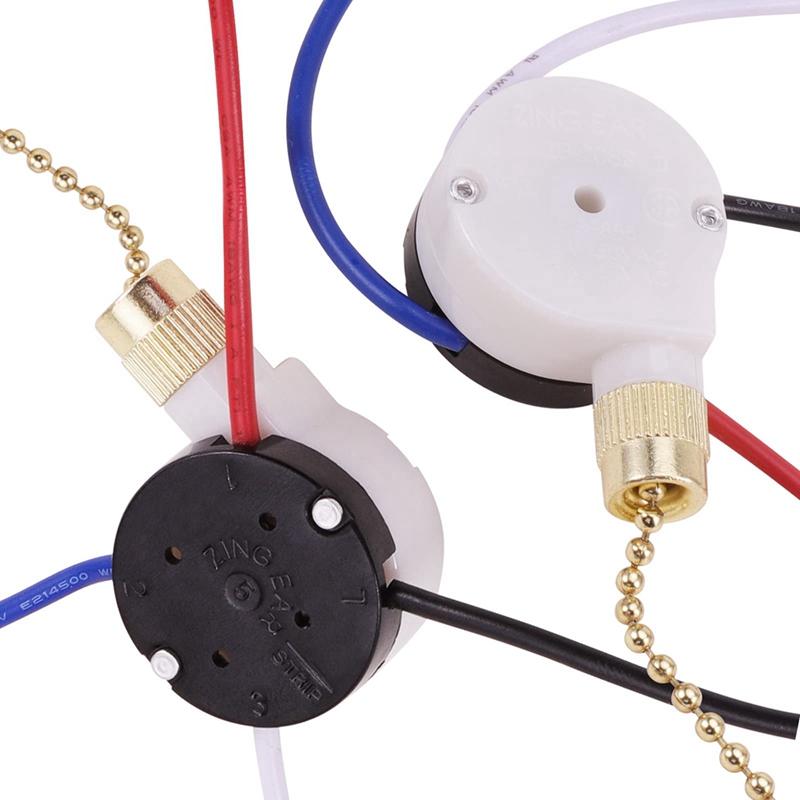 Ceiling Fan Switch Kit 3 Speed 4 Wire, Fan Switch Zipper Speed Control Switch, ZE-208S Pull Wire Switch With Rope