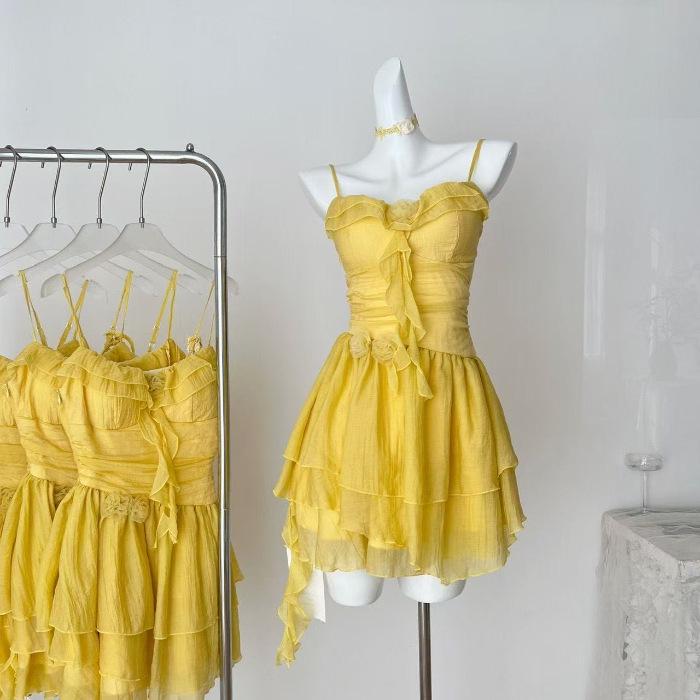 French Summer Sweetheart Spaghetti Strap Dress XL