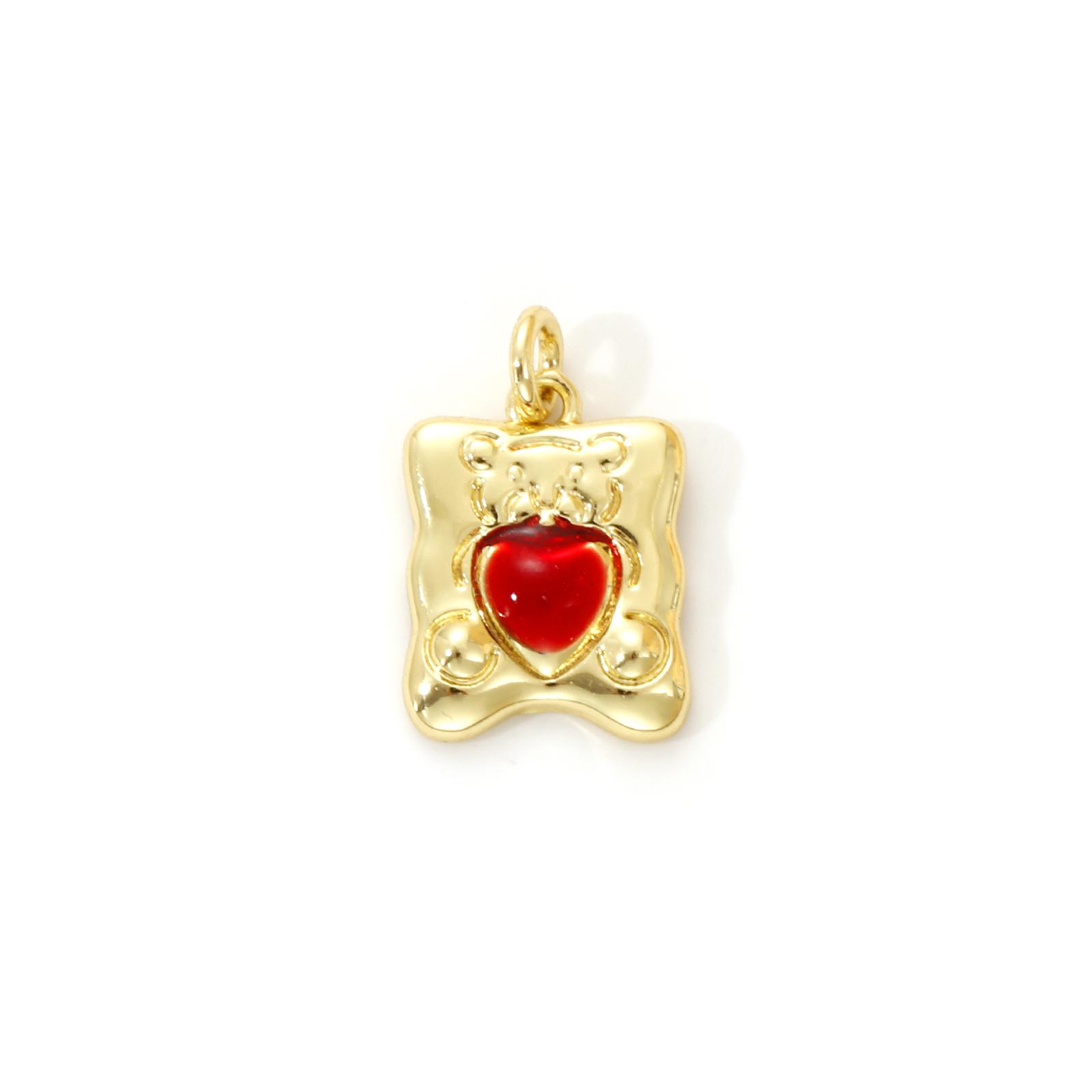 

1 Piece Brass Charms 18K Real Gold Plated Red Enamel Heart Ex Voto Cross Bow Pendant For DIY Necklace Bracelet Jewelry Making