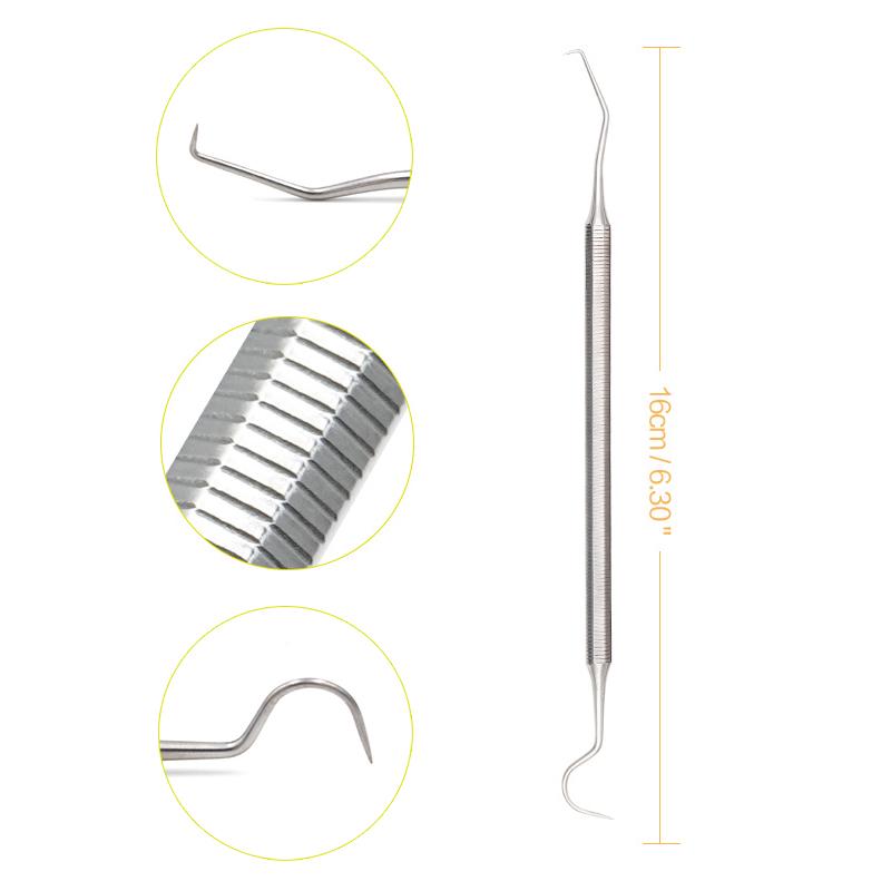 1pc Dental Stainless Steel Periodontal Probe Double Hook Explorer Scaler Instrument Oral Endodontic Cleaning Tool Equipment