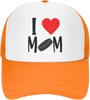 I Love Hockey Mom Graphic Print Mesh Trucker Hat Adjustable Baseball Cap Casual Unisex