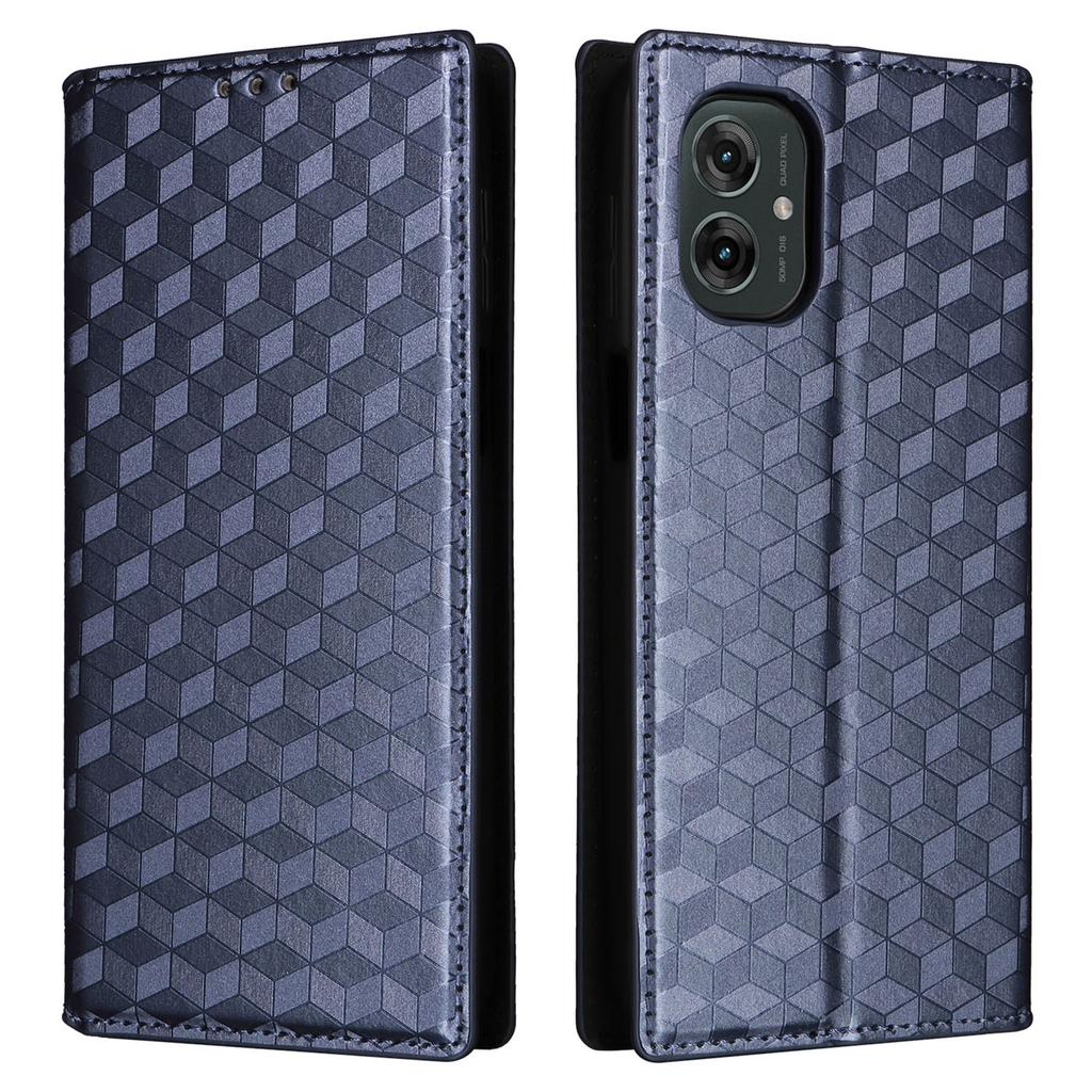 For Motorola Moto G55 5G Wallet Case Rhombus Imprinted Leather Phone Cover