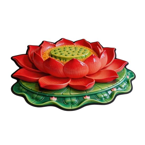 3D Lotos Fußmatte Realistische Blume Wohnzimmerteppich Waschbar Rutschfeste Teppich für Zuhause Meditationsraum Schlafzimmer Dekoration