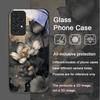 Luxus Blumendekor Lotusblumenmuster Gehärtetes Glas Handyhülle für Samsung Galaxy A56 A55 A54 A53 A52 A36 A14 A31 A51 5G Hülle
