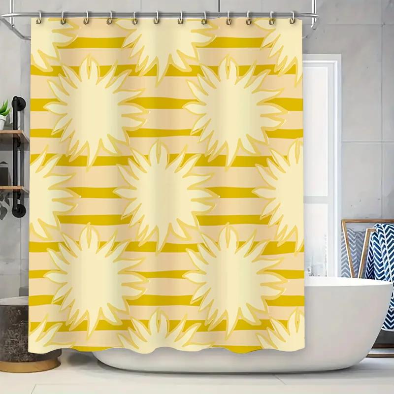 

Современная шторка для душа Sunburst, водонепроницаемая, для декора дома, вкладыш для ванной, с узором из желтых полос, плитка для душевой кабины, фартук, удаление W60H190(CM)-1 Pcs