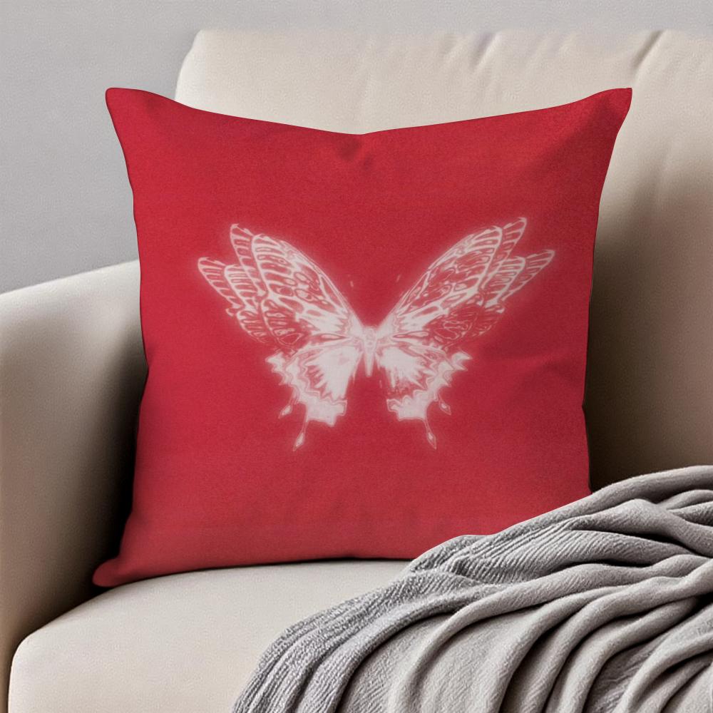 Vintage Butterfly Ins Anime Style Art Cushion Cover Pillowcase Antidustmite Invisible Zipper Short Plush Sofa Cushion