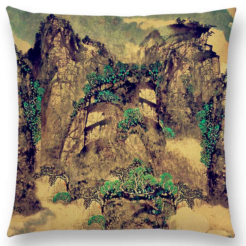 Mount Fuji Spring Pillow Cover Landscape Painting Cushion Cover Four Seasons Nature Scenery Fuji Mountains Sofa Pillow Case
