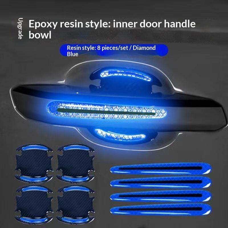 8Pcs Car Door Handle Sticker Protection Sticker Door Handle Paint Surface Anti-Scratch Sticker Car Safety Reflective Strip