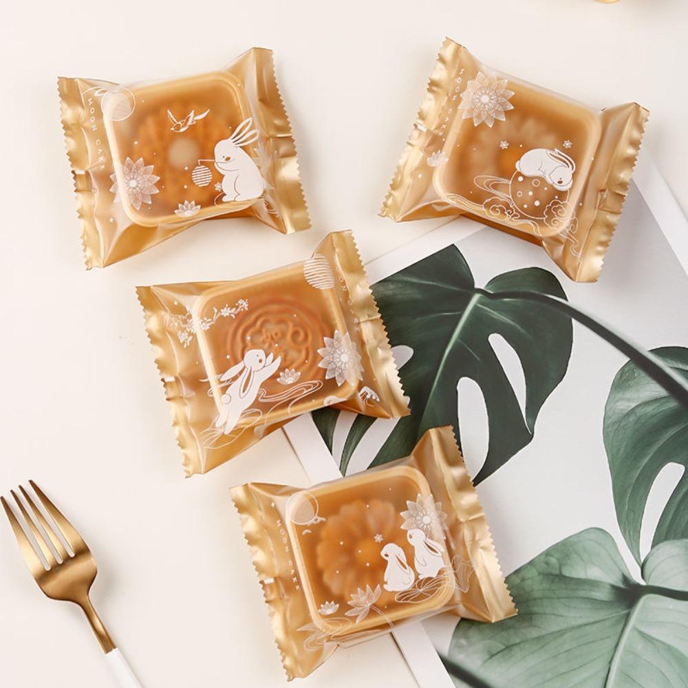 100pcs Plastic Mooncake Packaging Bag Frosted Handmade Biscuit Packaging Bag Food Bag   DIY