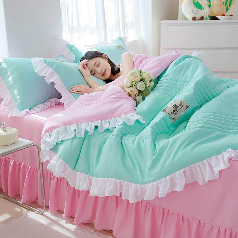 Cool Lace Washed Cotton Air Conditioning Sheets Double Sheets Thin Blankets