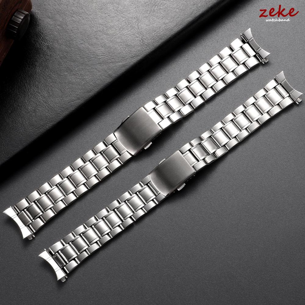 Arc End Stainless Steel Watch Band Universal Strap Folding Safety Buckle Metal Bracelet Straps 20mm 22mm Watch Belt Accessories