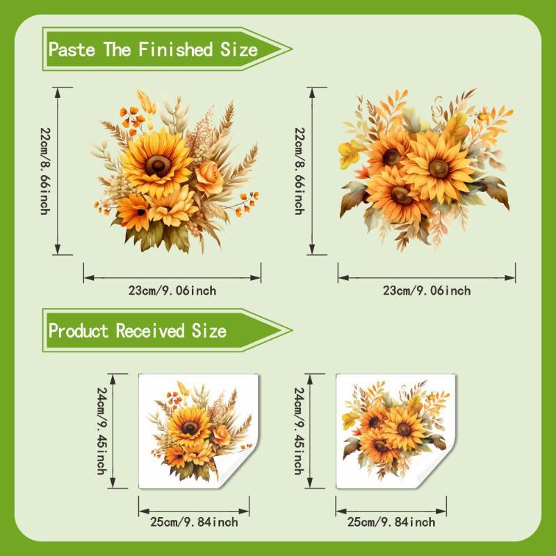 Sunflowers Bouquet Wall Sticker Bathroom Toilet Decor Living Room Refrigerator Home Decoration Decals