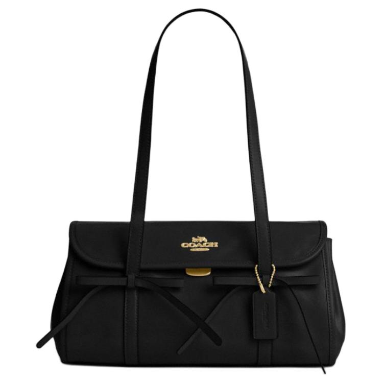 

Coach Bridget 34 Bow Accent Solid Design Classic Gold Logo Smooth Pebble Leather Shoulder Bag Women Shoulder Bag Black CDY94-IMBLK Basic Set (Bag+Dust Bag)