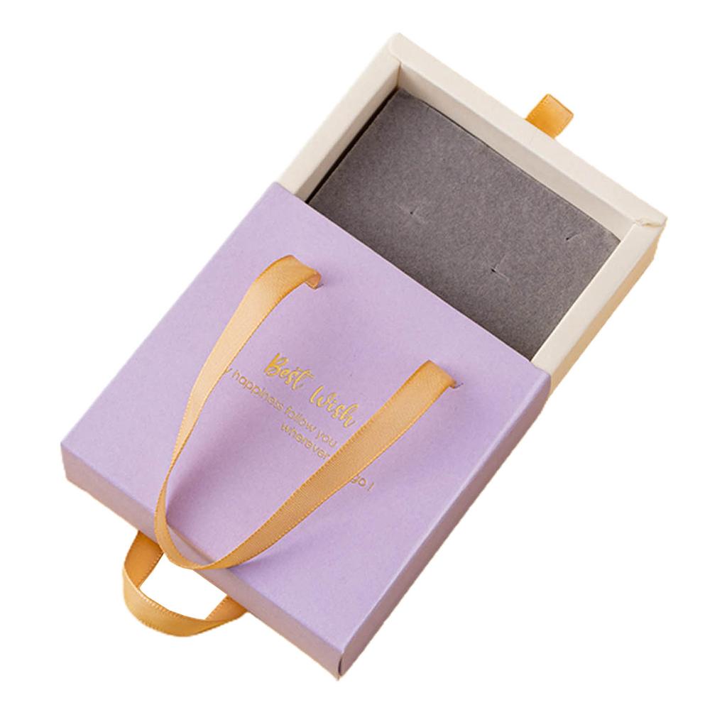 Portable Drawer Organizer Sliding Case with Ribbon Handle Necklace Earring Jewelry Box Packaging Boxes for Women Girls