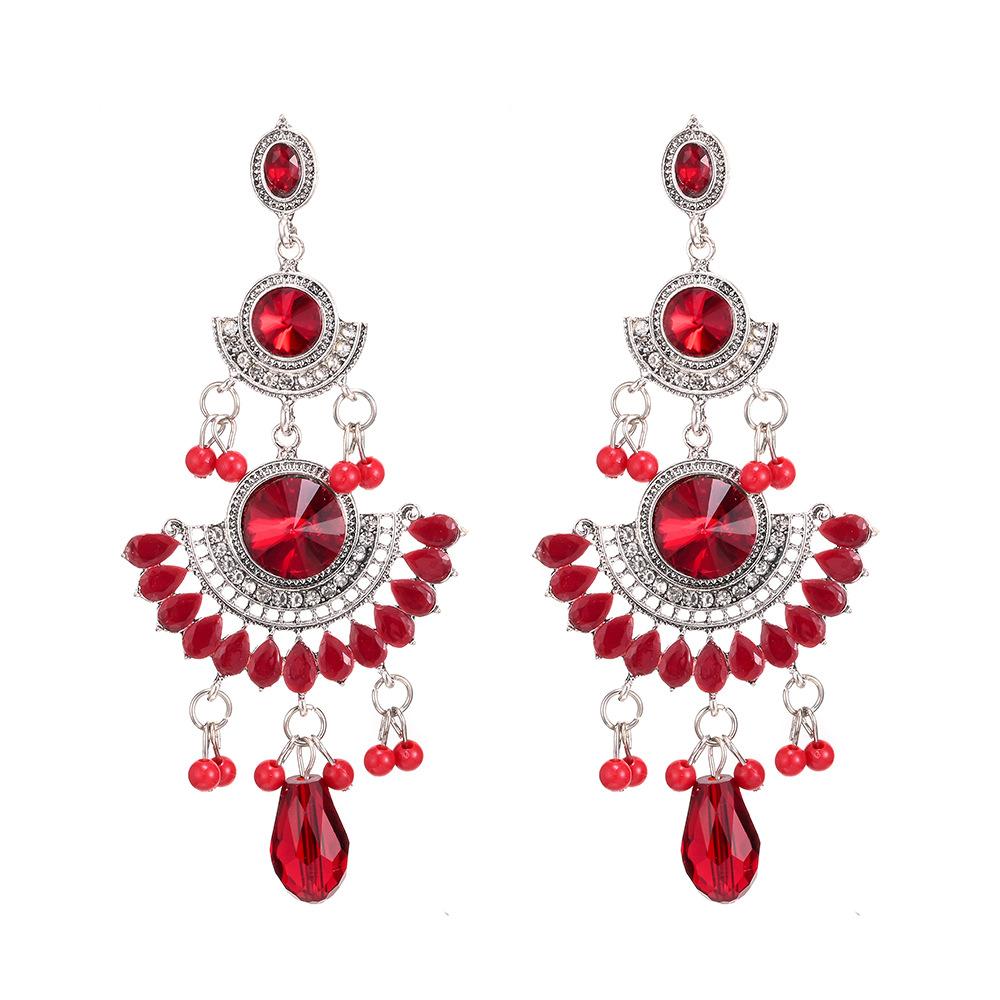 Retro Tassel Earrings Rhinestone Ear Drop Jewelry Ethnic Bride Accessories