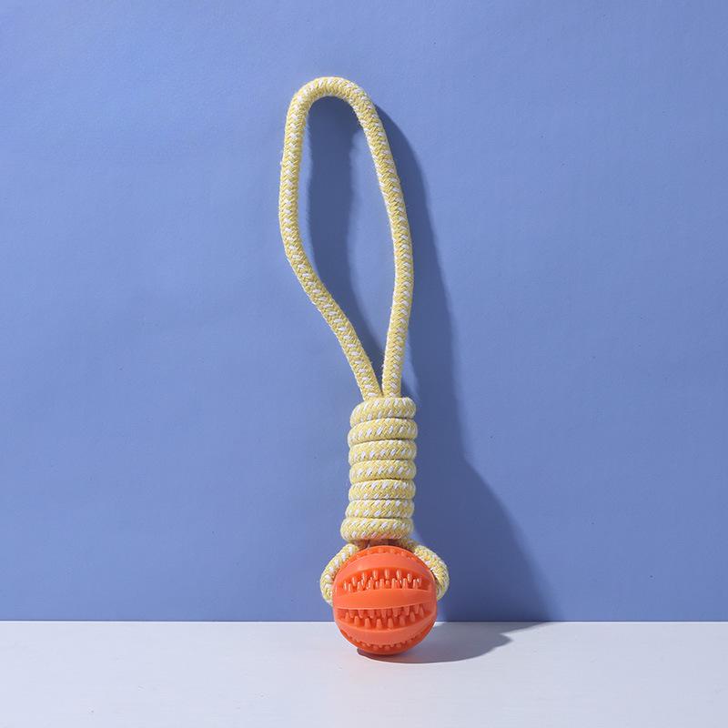 

Игрушки для собак Ручные тянущиеся мячи с отверстиями для корма Кусание Зубы Интерактивные игрушки для прятания еды Чистка зубов питомца и кусательные веревки оранжевый