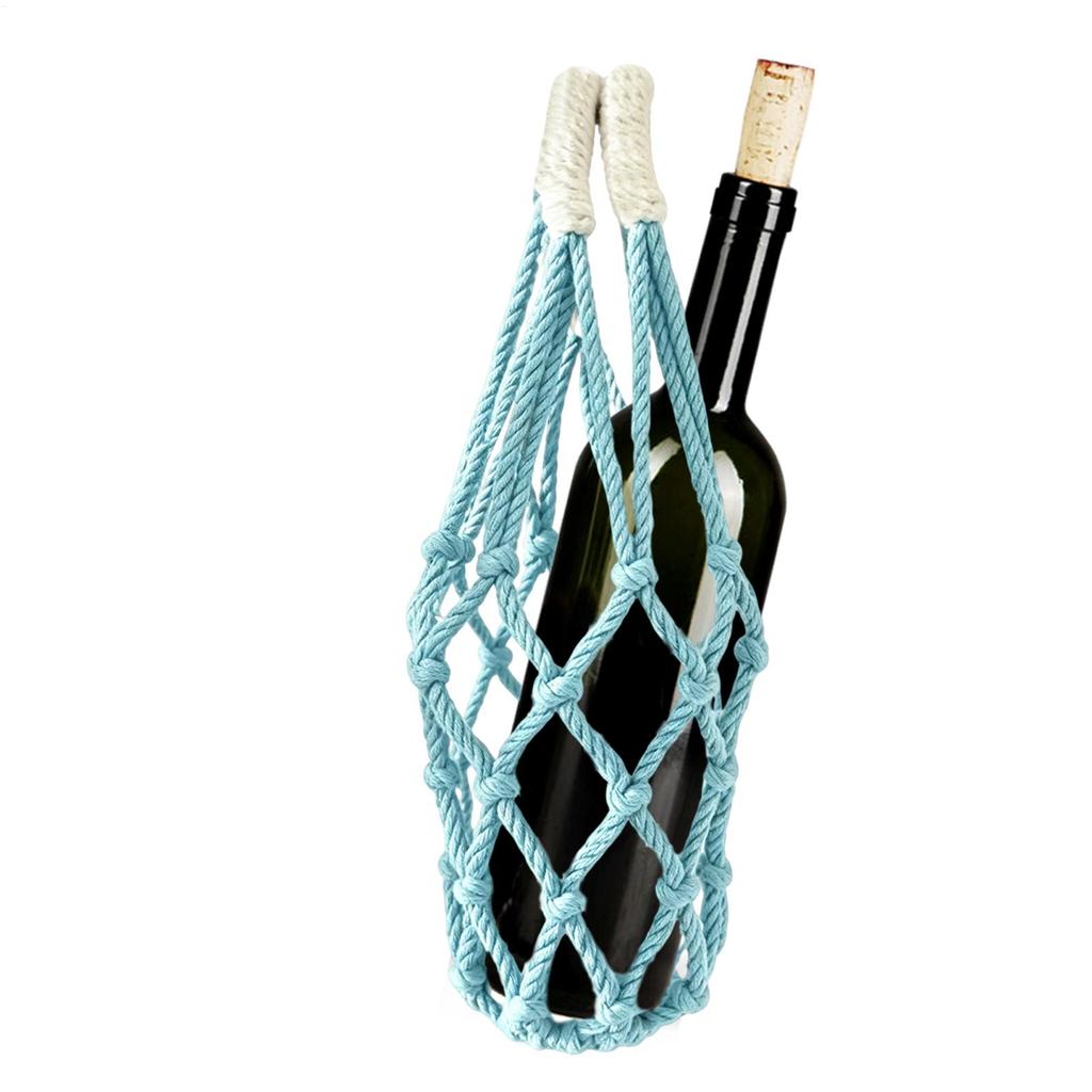 Bag For Water Bottle Handwoven Mesh Portable With Handle Drink Carrier Bag For Shopping Work Travel Daily Outdoor