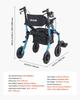 2-in-1 Rollator Walker & Transport Chair for Seniors, Foldable Rolling Walker Wheelchair, Lightweight Aluminum Mobility Walking Aid with Solid PU