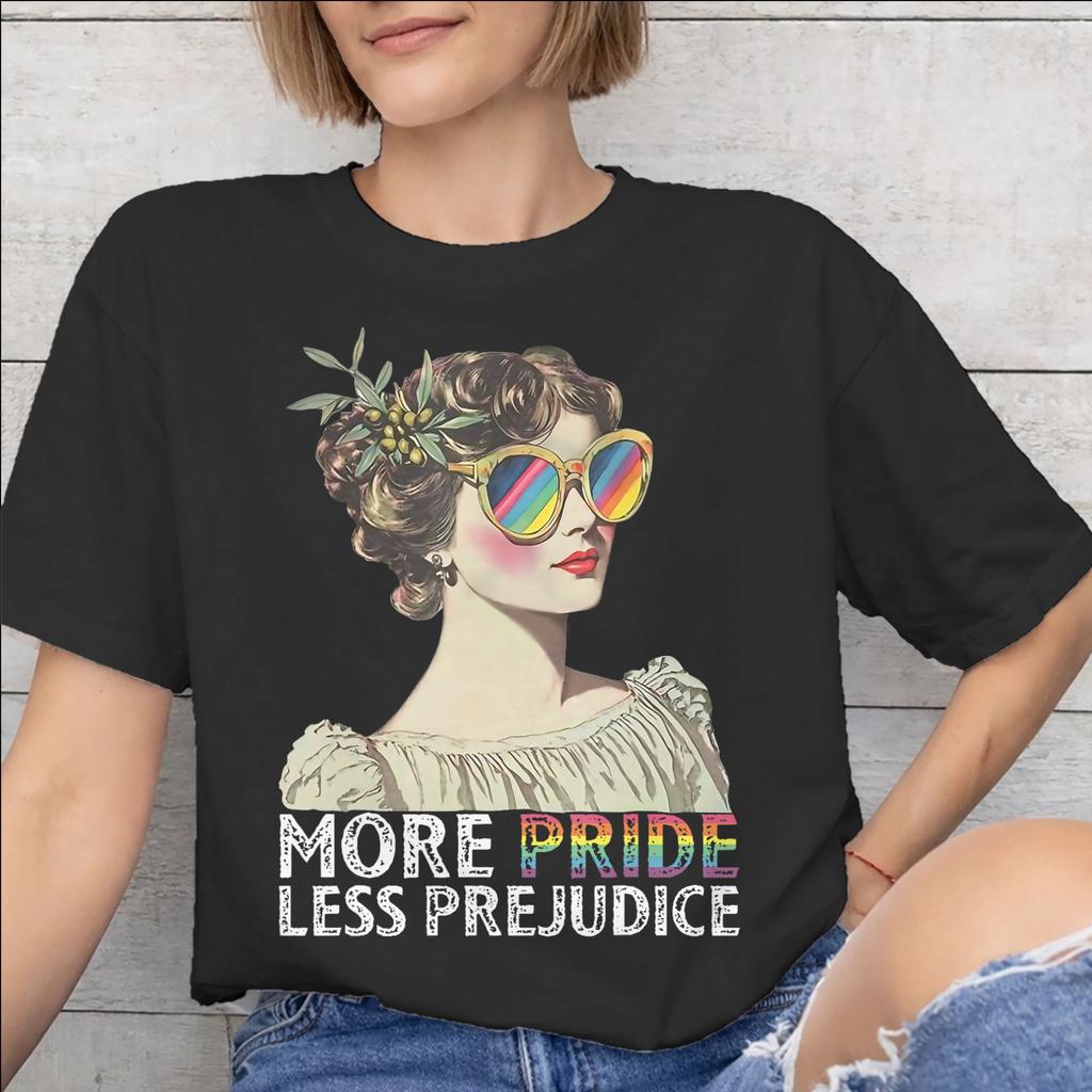 More Pride Less Prejudice Printed T Shirt for Unisex Unisex Cotton Tee Shirt Clothing