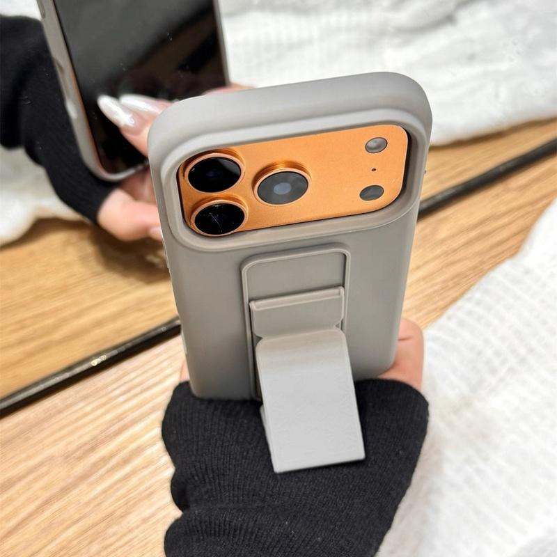 Original Liquid Bracket Folding Candy Case For iPhone 17 Air 16 15 14 Plus 13 12 11 Pro Max Plain Color Shockproof Smooth Cover