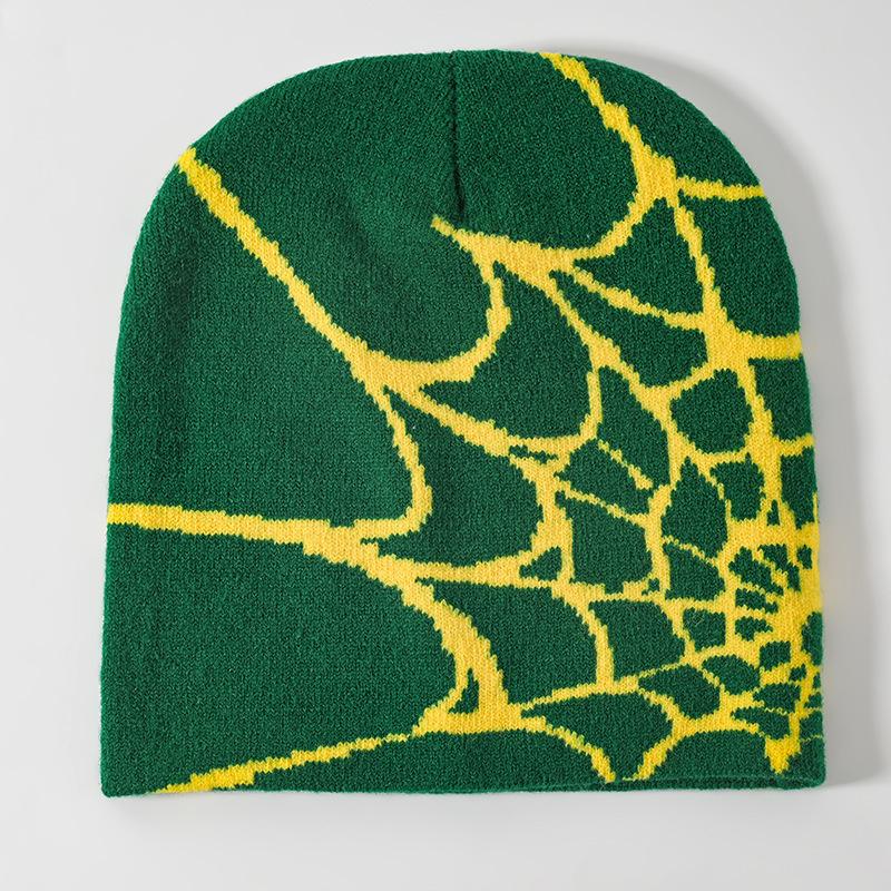 Spider Web Jacquard Knitted Beanie - Unisex Warm Winter Hat, Trendy European & American Style