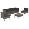 Vidaxl 6-Cz. Garden Lounge Set, Cushions, Grey, Rattan PE