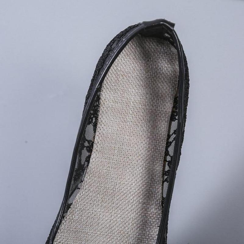 Spring and Summer New Mesh Round Toe Shallow Mouth Mom's Shoes Slip On Soft Sole Breathable Comfy Flats