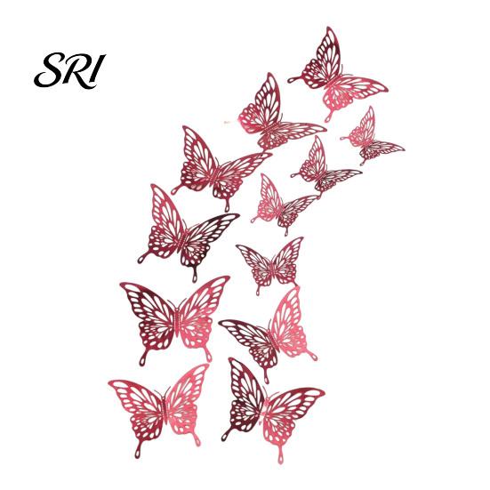 Home Atmosphere Decor 12Pcs/Set Wall Sticker 3D Hollow Butterfly Design Lightweight Easy Living Room Installation Decals Bedroom Birthday Party