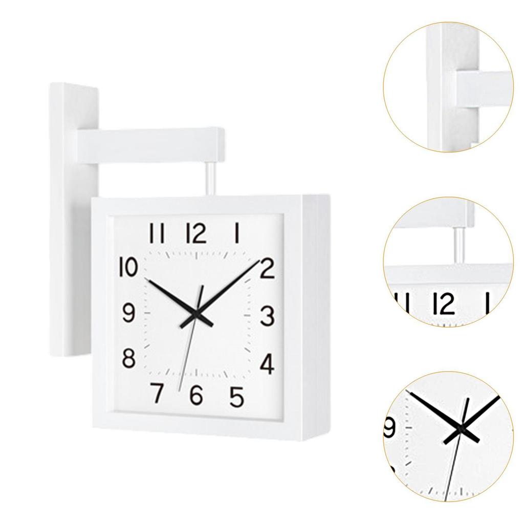 Double Sided Corner Wall Clock Decorative Numeric Marks Modern Non Ticking Silent for Living Room Cafe Bedroom Restaurant Home