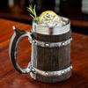 Large Capacity Beer Mugs For Outdoors Use With Retro Woodgrain Finish Nonrust Steel Insulated Cup Thermal Resin Construction