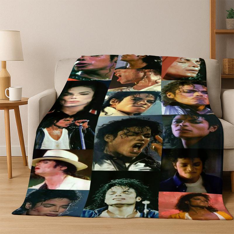 

MJ Michael Jackson King of Pop Star Flannel Blanket Soft Warm Blanket Throw Blanket for Bedroom Living Room Bed Travel Picnic 75x90cm