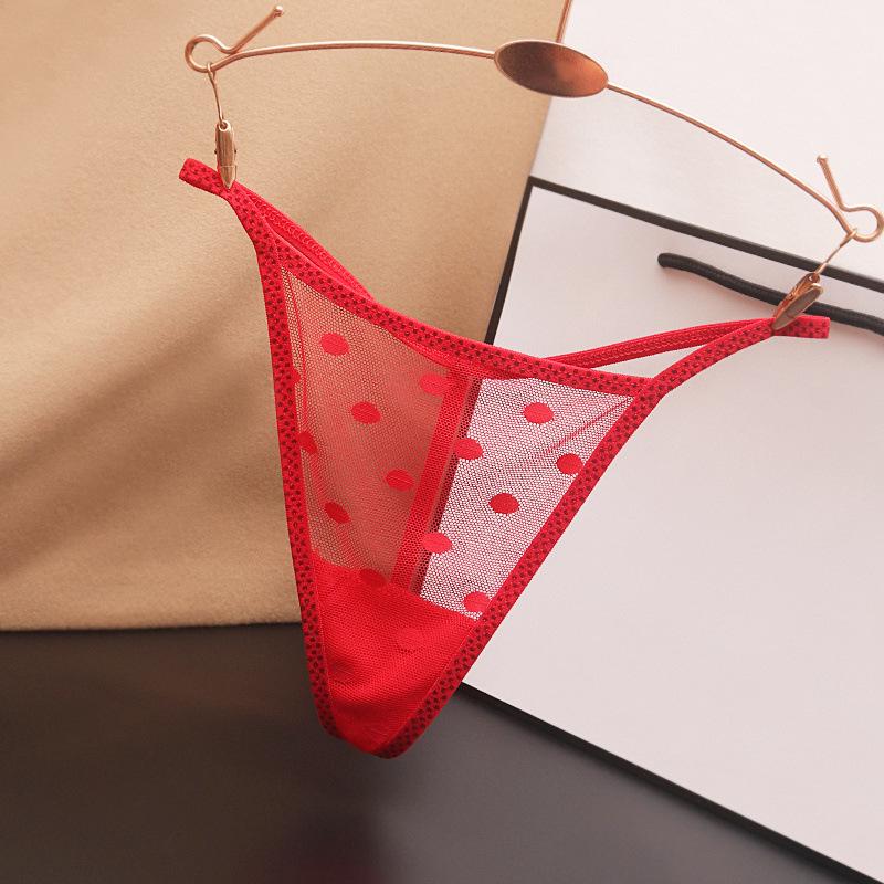 Förföriska Prickiga Trosor med Låg Midja och Transparent Tanga