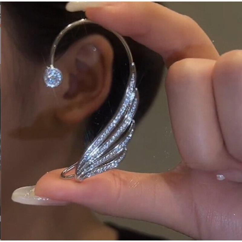 Clipsuri de urechi cu aripi fără piercinguri în urechi Cercei simpli pentru femei, agățați de ureche, Clipsuri pentru osul urechii gray