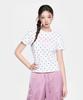 Emelbi Women'S Dot Pattern Lettering Slim Semi-Crop Short Sleeve T-Shirt Ny (White)
