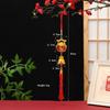 Lunar New Year Lucky Hanging Ornament with Red Tassel Golden Charm Festive Portable Decor for Travel Hotel Room Spring Festival