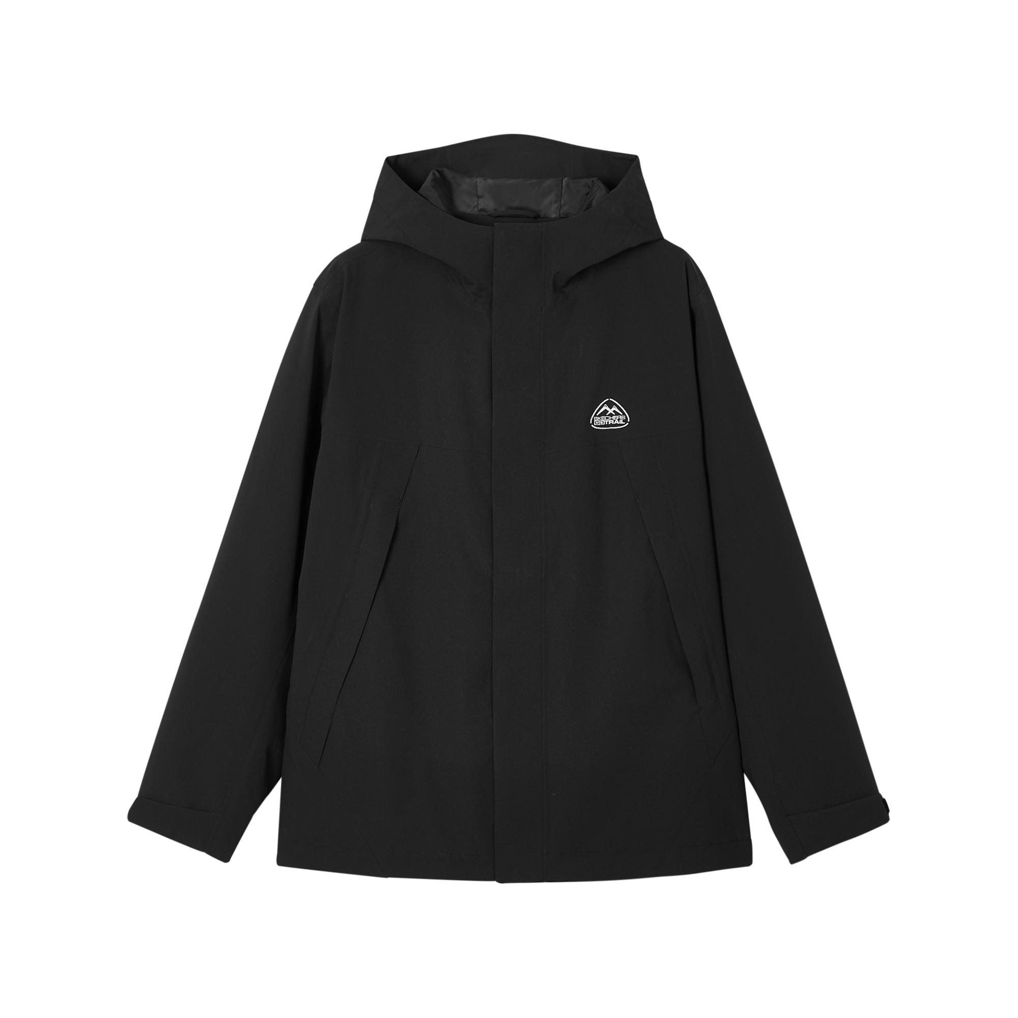 Skechers Outdoor Series Hooded Solid Color Zip-Up Long Sleeve Breathable Jacket Women jackets Carbon-Black L424W166-0018 XL
