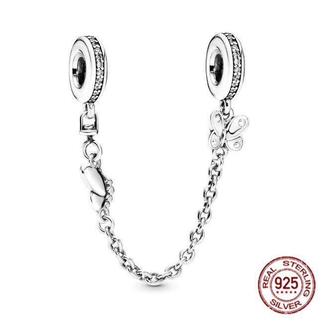 Charm-Anhänger aus 925er-Sterlingsilber mit funkelnder Pavé-Krone, O-Baum, Sicherheitskette, passend für Original-Fasion-Armbänder, DIY-Frauenschmuck, Geschenk