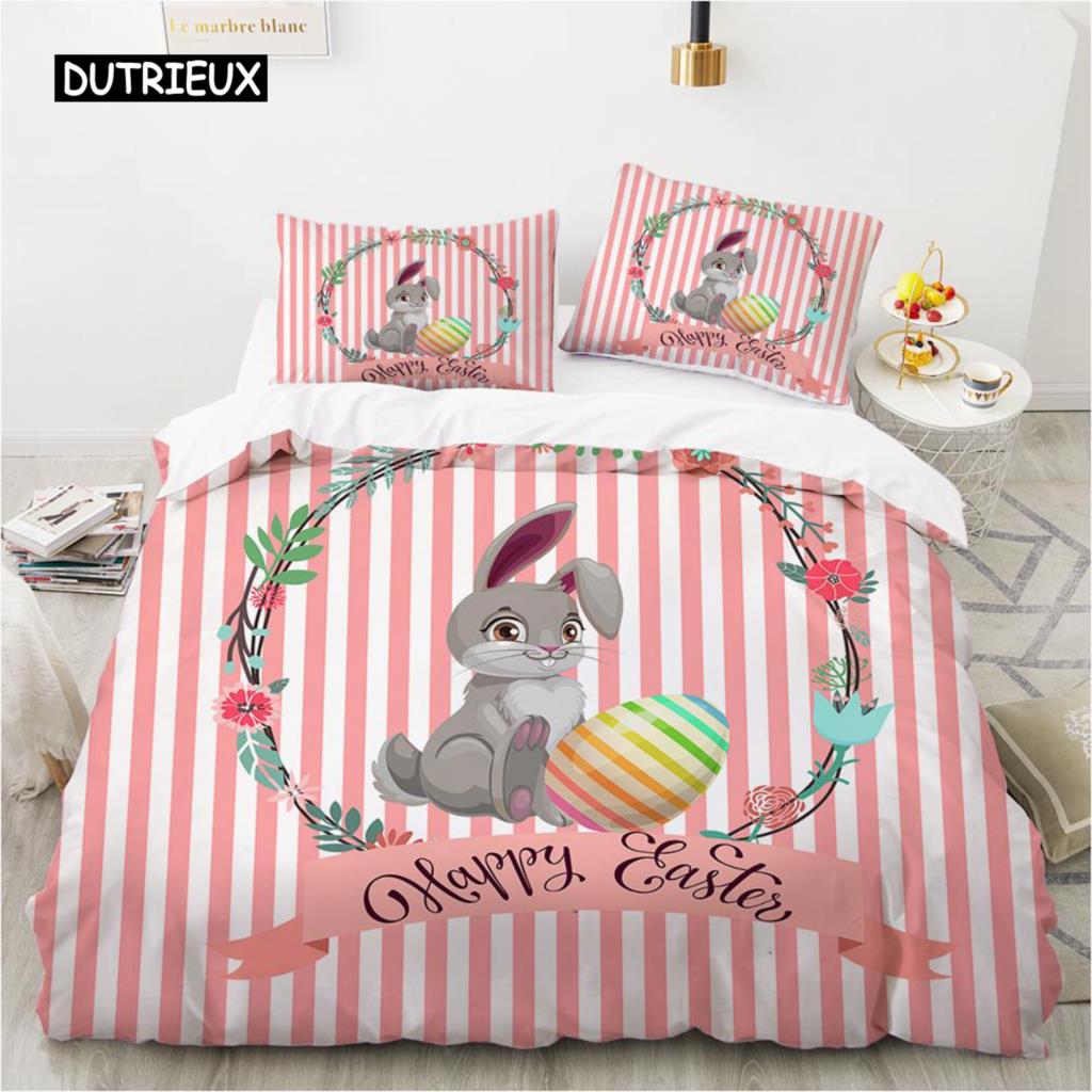 

Пододеяльник с пасхальным яйцом, комплект постельного белья из микрофибры Queen Blue Egg, милый кролик, комплект постельного белья для мальчика и девочки в мультяшном стиле, пасхальная тема, пододеяльник EU single(135x200cm)