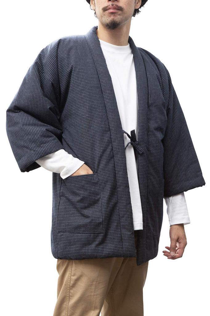 Watanosato Padded Hanten Made In Dobby Literary Pattern Men's Jacket, Japan, Weave, (Navy, Literary, XL)
