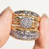 3 Pcs/set Fashion Colorful Zircon Inlaid Hollow Metal Ring for Women Accessories Jewelry Party Wedding Gift