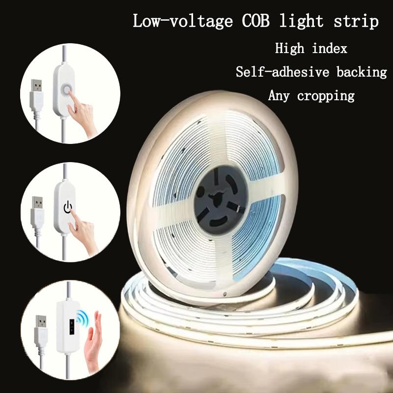 COB LED Strip 320LEDs/M Flexible Ribbon Lamp Touch/Hand Motion Sensor Switch Dimmable for TV Gaming Desk Mirror Backlight Decor