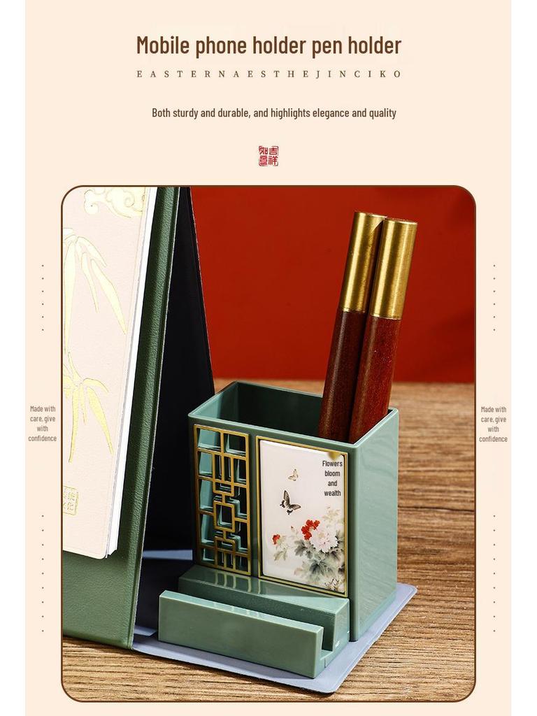 2026 Year of the Horse Leather Desk Calendar with Pen Holder, Custom Logo, Monthly Overview, Multifunctional Office Ornament.