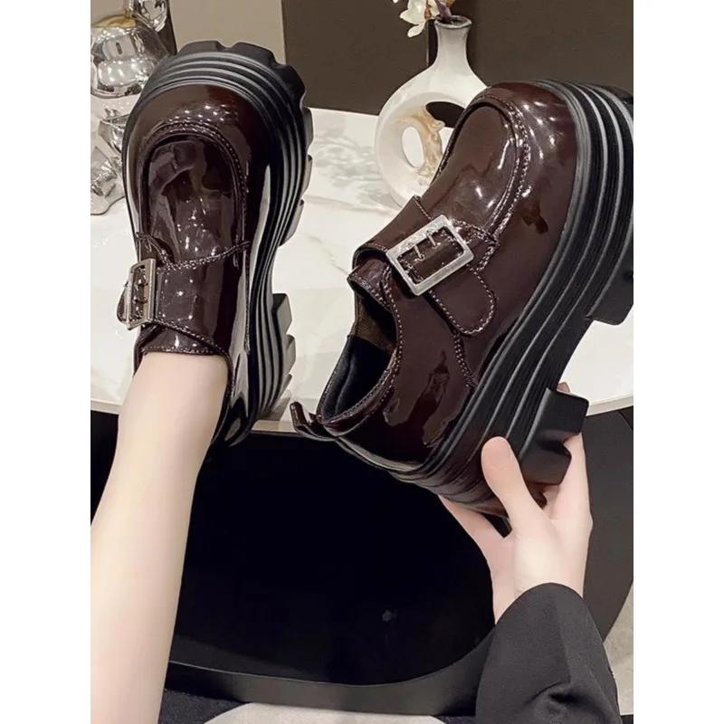 9CM Heels Chunky Sneakers  Spring Women Shoes Comfortable Casual Leather Shoes  Platform Sports Sneakers