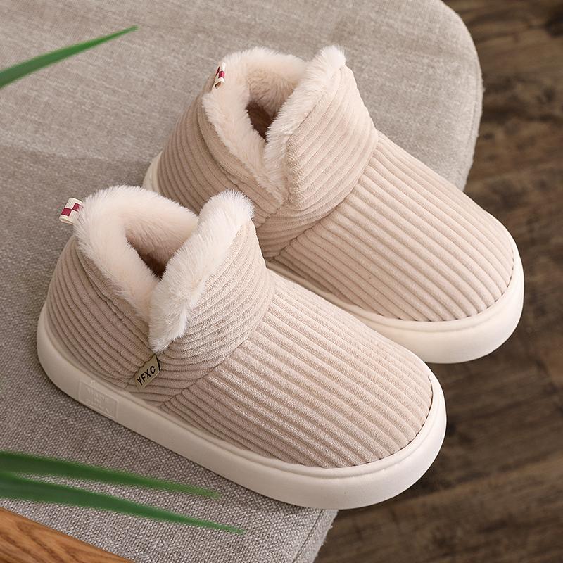 

Fashion Winter Indoor Corduroy Cotton Slippers for Women Solid Color Platform Plush Slides Woman Non Slip Warm Cotton Shoes Female 44-45 хаки