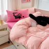Korean Style Girl Heart Pink Cat Towel Embroidered With Washed Cotton Bedding Set Simple Bed Sheet Hat And Duvet Cover Set