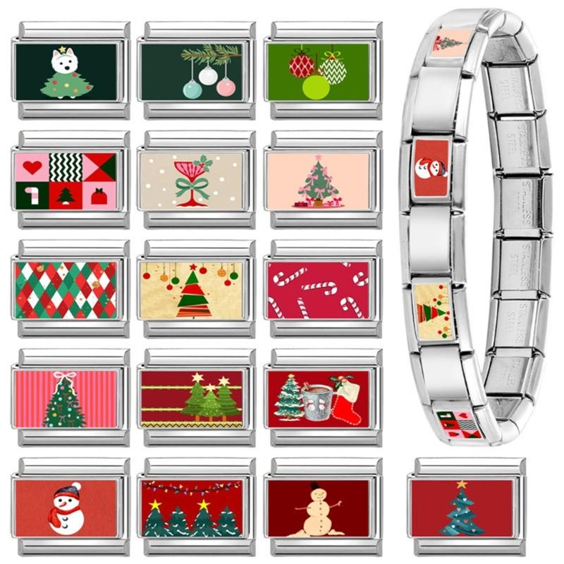 Bracelet Making Supplies Christmas Theme Beads Italian Charm Link Making Accessary Bracelet Module Suitable for Bracelet