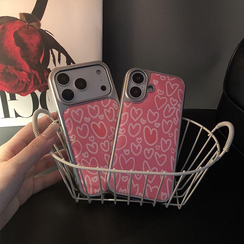 ins Korean foundation love applies to Apple 16/17Pro mobile phone case IP15 Epoxy water condensation 14/13 large hole cover