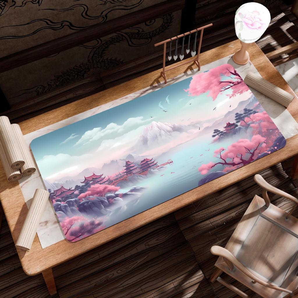 Extra Large Ancient Landscape Mouse Pad - Thick, Lock Edge, One-Piece Desk Mat