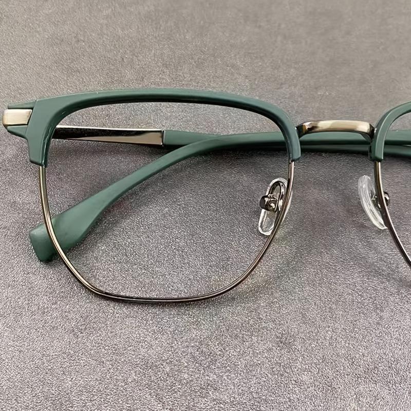 Retro Stylish Men's Half-Frame AC Lens Glasses - Sleek Iron Alloy Frame Lightweight & Durable Perfect for Casual or Formal