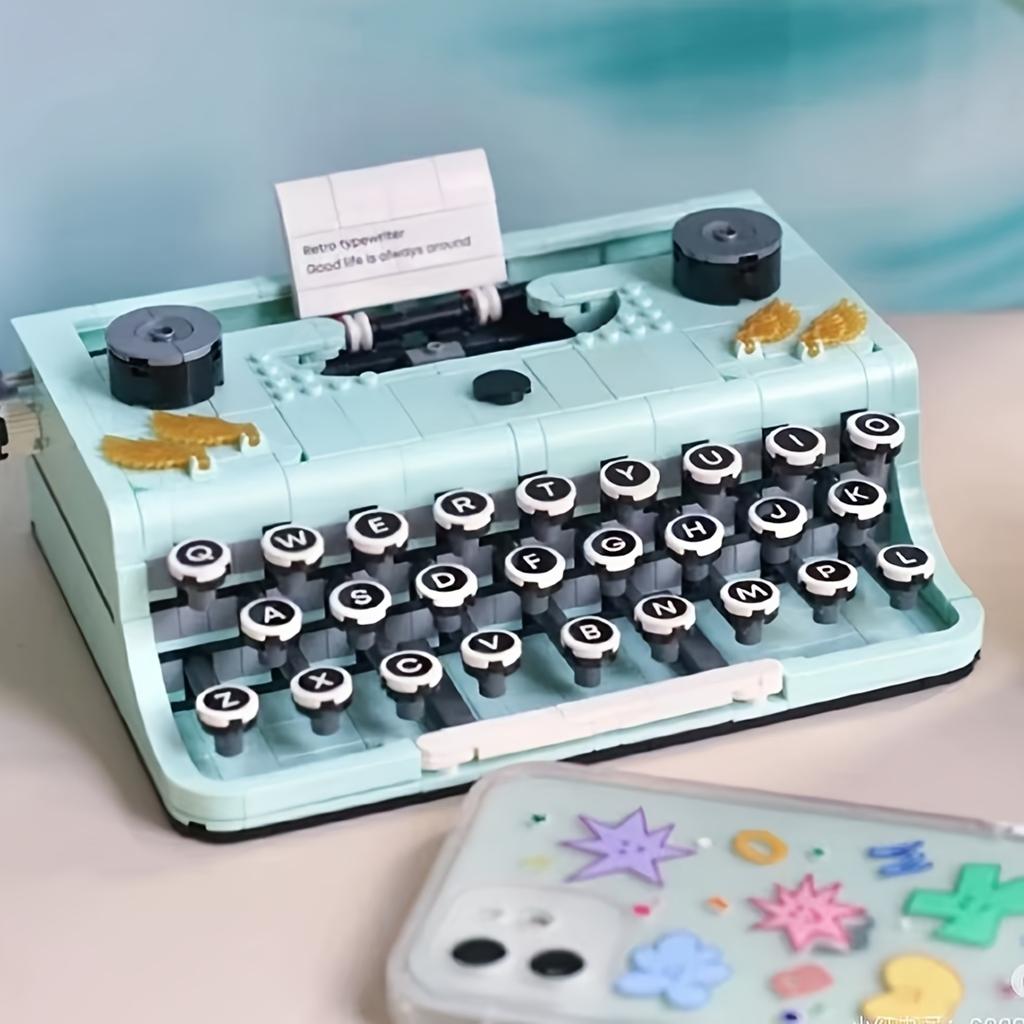 Vintage Collectible Typewriter Building Block Model - Classic Printer Design Desktop Decoration And Home Study Ornament Christmas Valentine'S Day